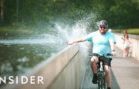 Bike Through Water In Limburg, Belgium