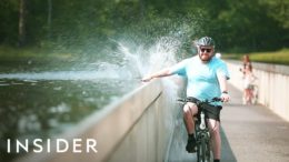 Bike Through Water In Limburg, Belgium