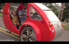ELF solar car-bike for driver + 2 kids, equals 1800 mpg