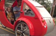 ELF solar car-bike for driver + 2 kids, equals 1800 mpg